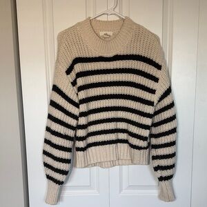 H&M Black and Cream Striped Sweater